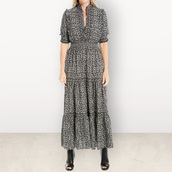 Max Studio Floral Short Sleeve Tiered Maxi Dress | S - Picture 1 of 10
